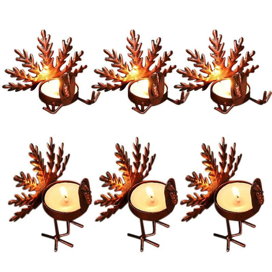 Turkey Shape Tealight Candle Holder Thanksgiving Tabletop Christmas, Pack of Six