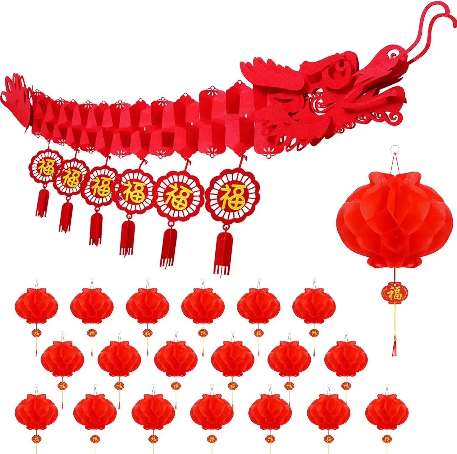 20pcs Set 3D Chinese New Year Dragon Ceiling Decorations Spring Festiv
