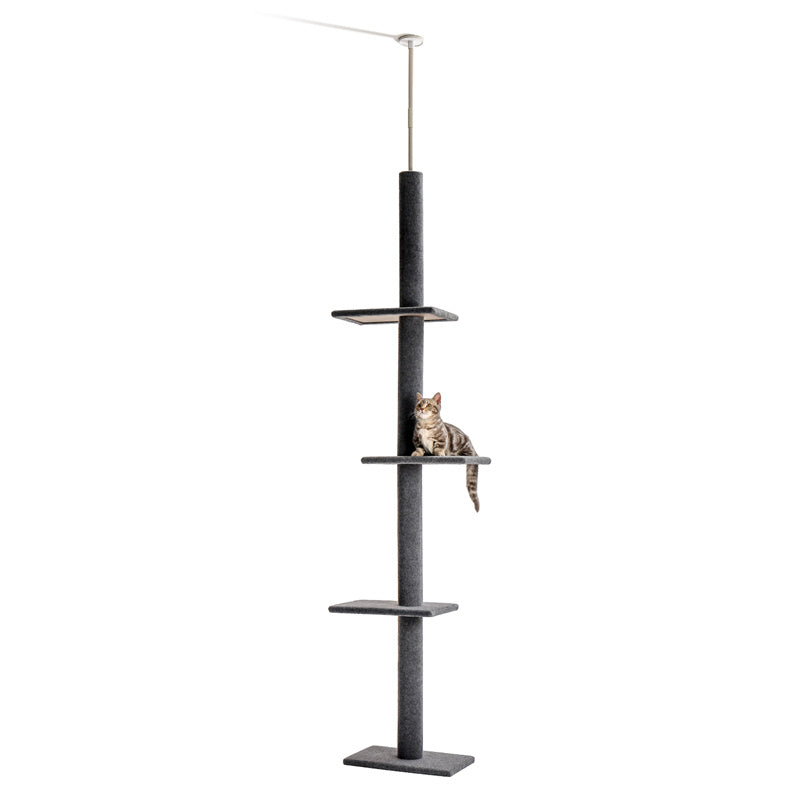 Three Tier Floor-to-Ceiling Cat Tree Cat Climbing Tree Fits ceilings up to 9 feet