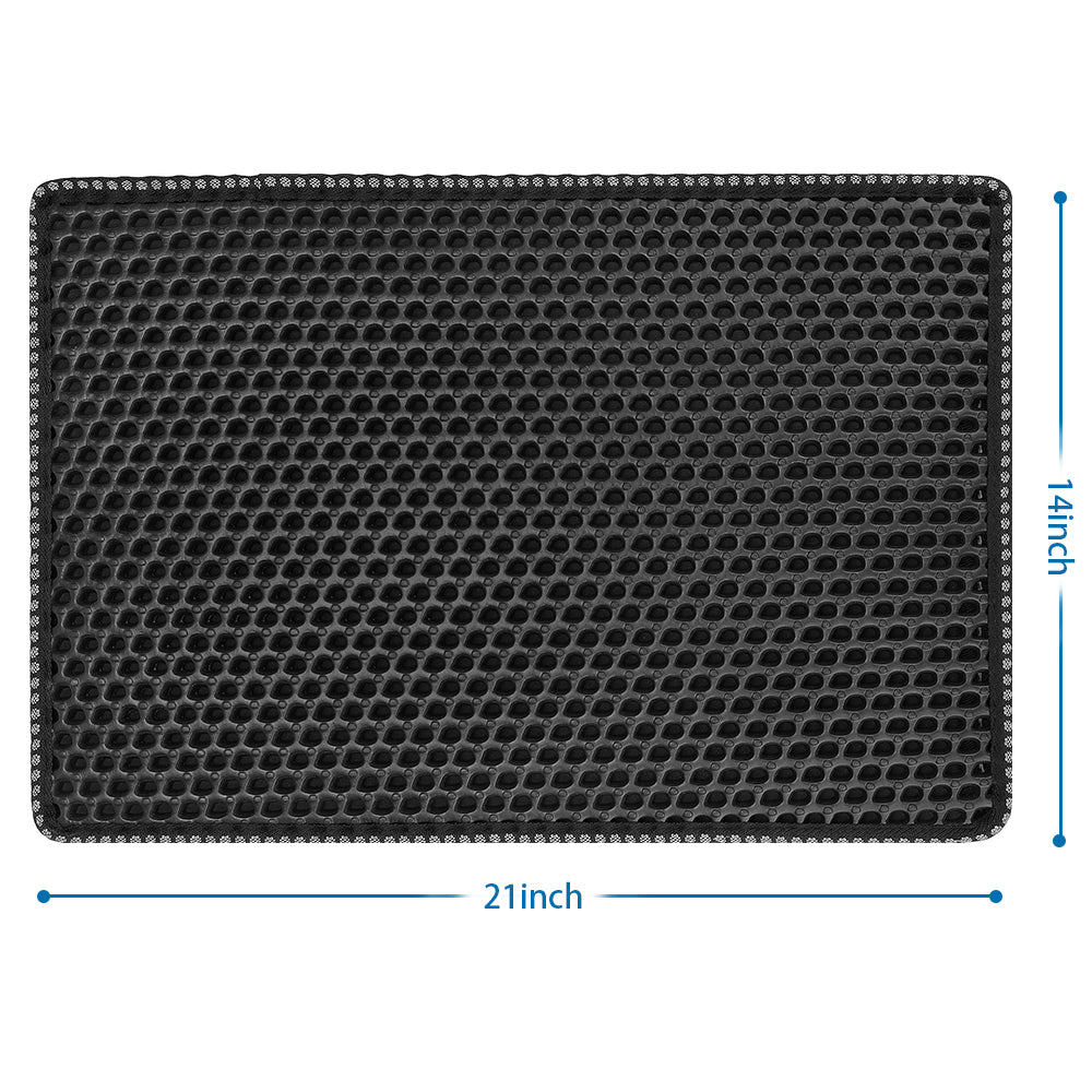 Cat Litter Mat Double Layer with MiLi Shape Scratching design, Urine Waterproof, Easy Clean, Scatter Control  21" x 14"  Black