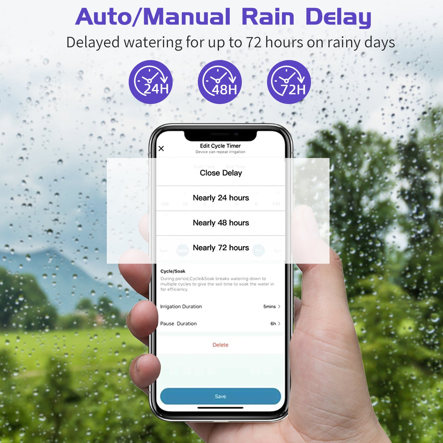 Bluetooth Sprinkler Timer, WiFi Smart Irrigation Water Timer, Wireless Remote APP & Voice Control, Rain Delay/ Manual/ Automatic Watering System