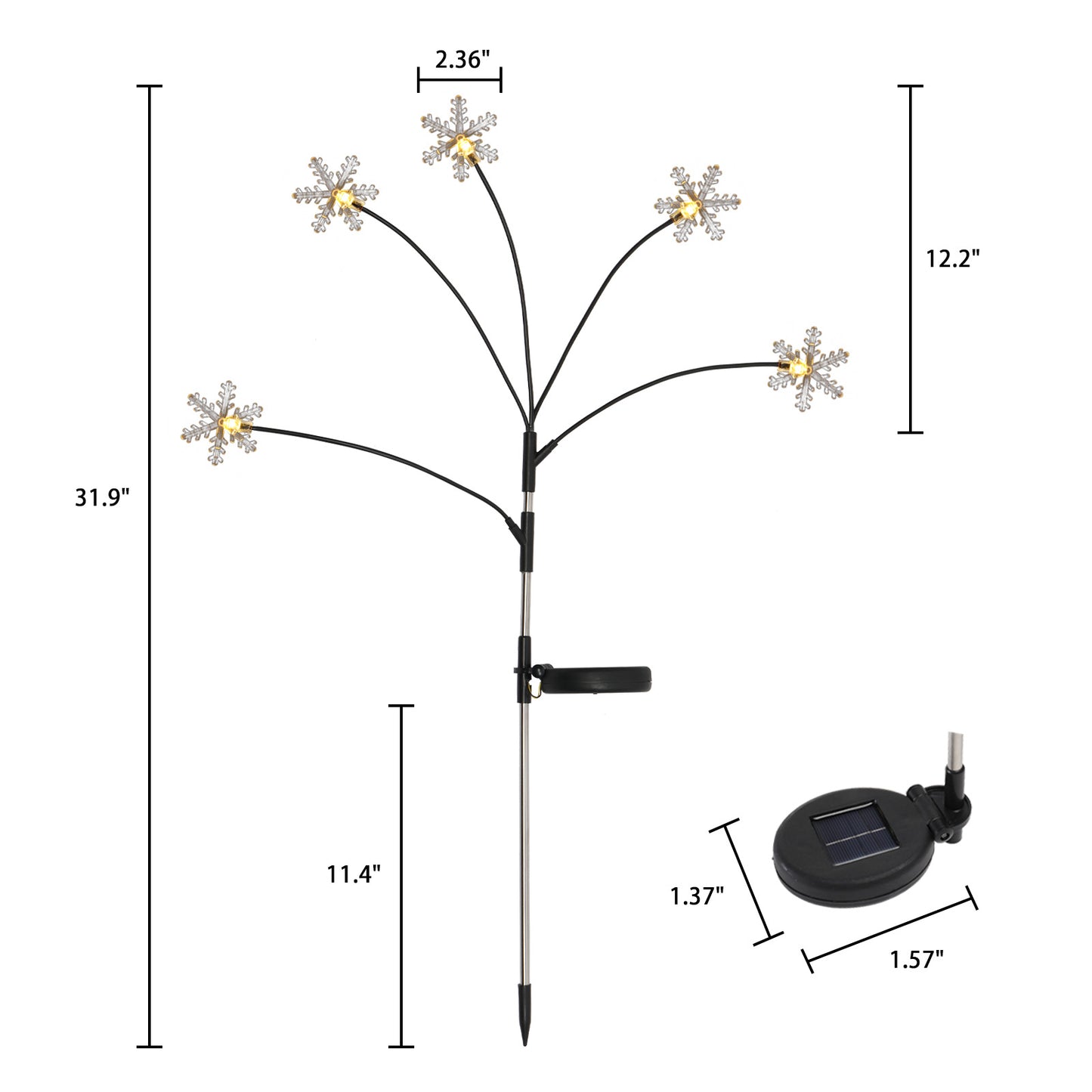 8 Pack Solar Swaying Garden Lights with Snowflakes, Solar Landscape Pathway Stake lights, Outdoor Christmas Lights Decor, Warm White