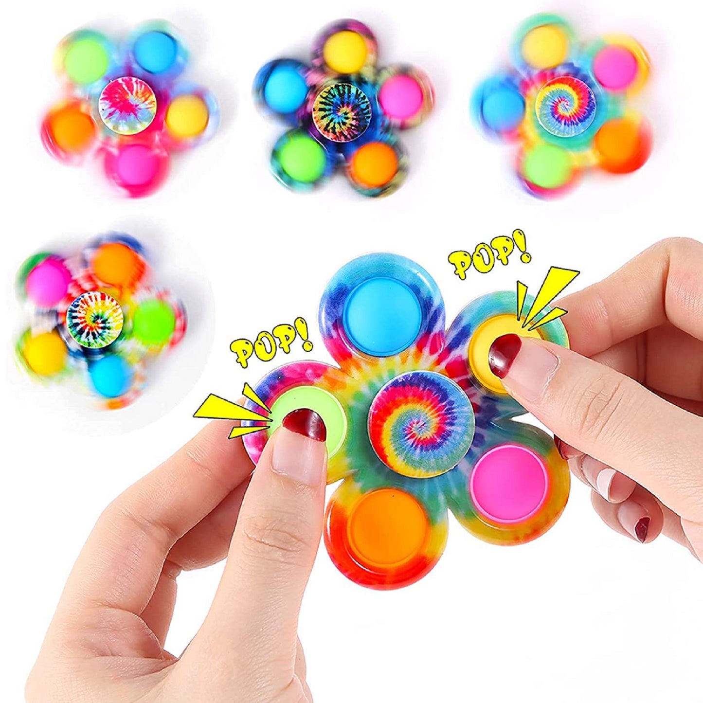 Pop Fidget Spinner Toys Simple Popping Toy Pack Bubble Sensory Set for Kids Stress Relief Hand Spinners Random 4Pcs