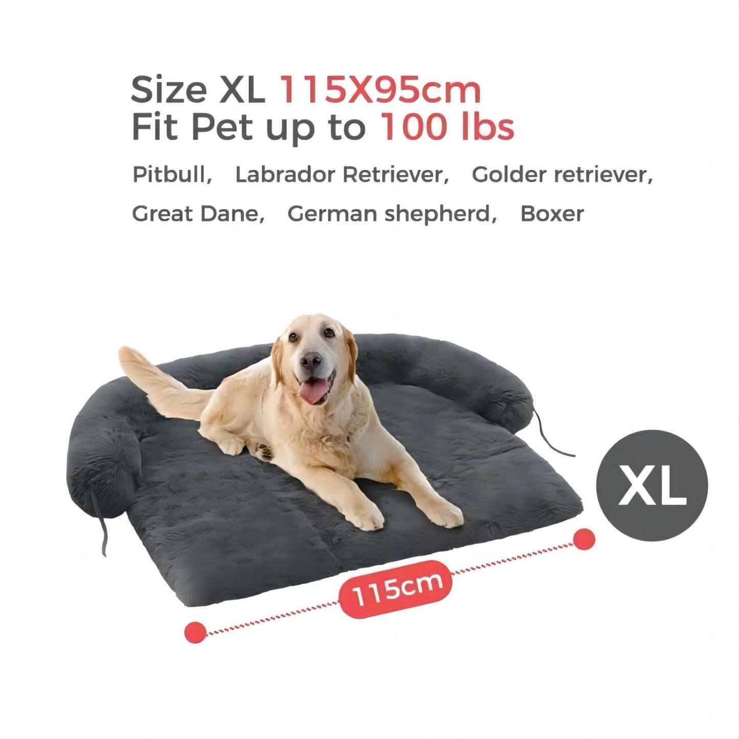 Dog Bed Large Sized Fluffy Dog Bed Couch Cover, Calming Large Dog Bed, Washable Mat for Large Dogs and Cats, Deep Grey