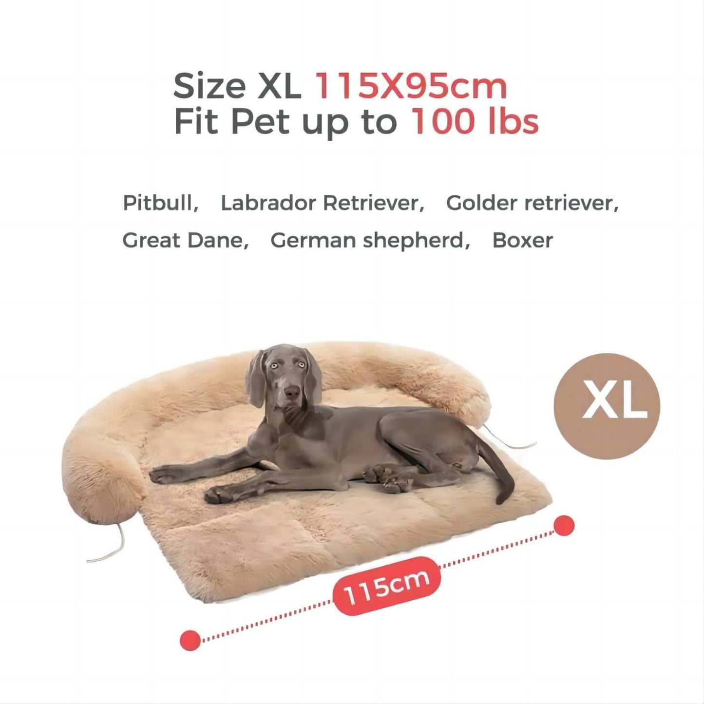 Dog Bed Large Sized Fluffy Dog Bed Couch Cover, Calming Large Dog Bed, Washable Mat for Large Dogs and Cats, Beige