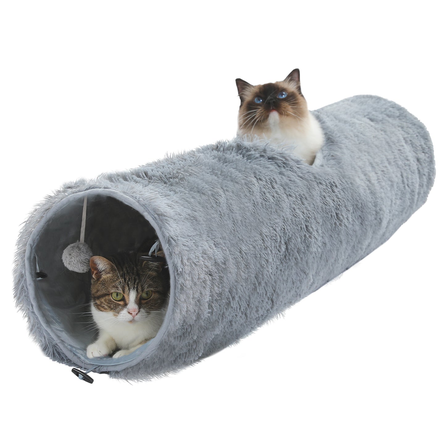 Large Cat Tunnel, 44.9 Inches Long Collapsible Cat Tube 9.8 Inches in Diameter, Collapsible Fluffy Plush Toys for Cat, Rabbits and Puppies