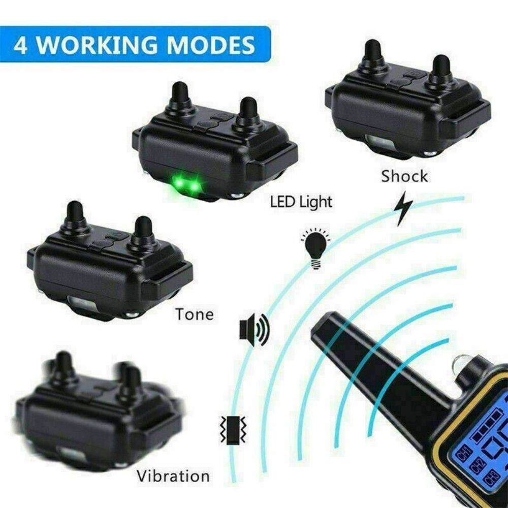 Dog Shock Training Collar Rechargeable Remote Control Waterproof IP67 875 Yards