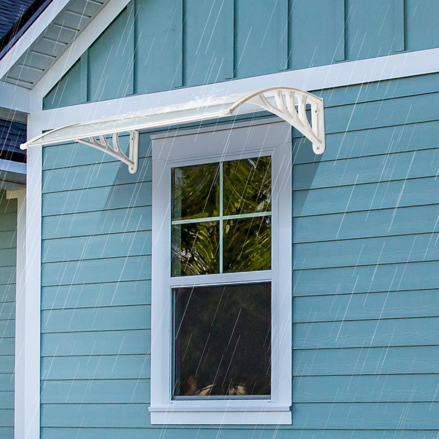 HT-100 x 80 Household Application Door & Window Rain Cover Eaves Transparent Board & White Holder