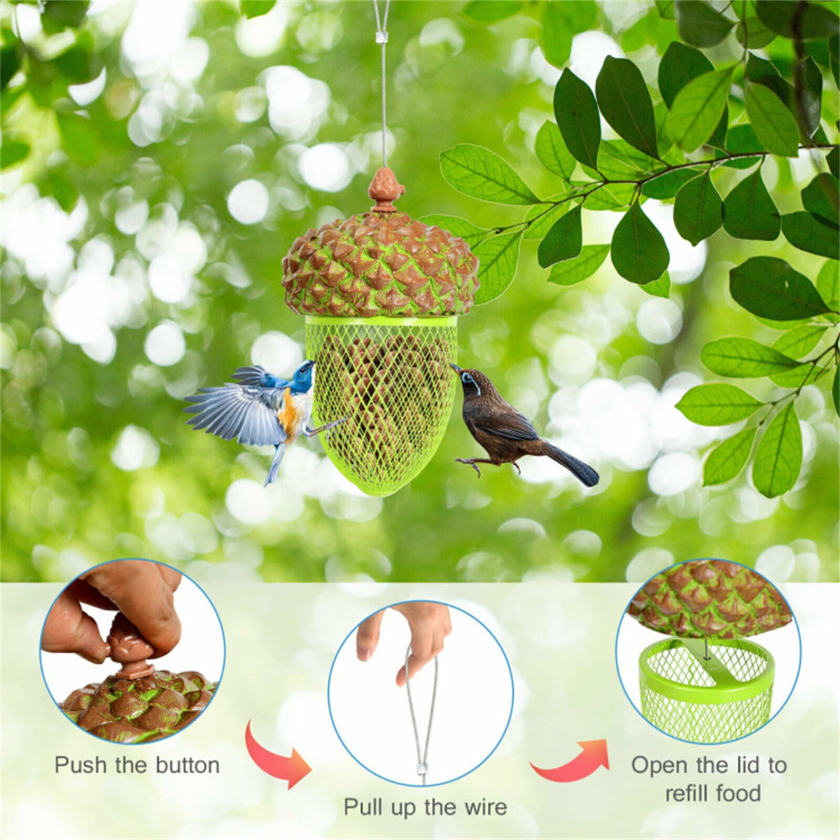 Bird Feeder  Outdoor Hanging Food Dispenser for Garden Yard