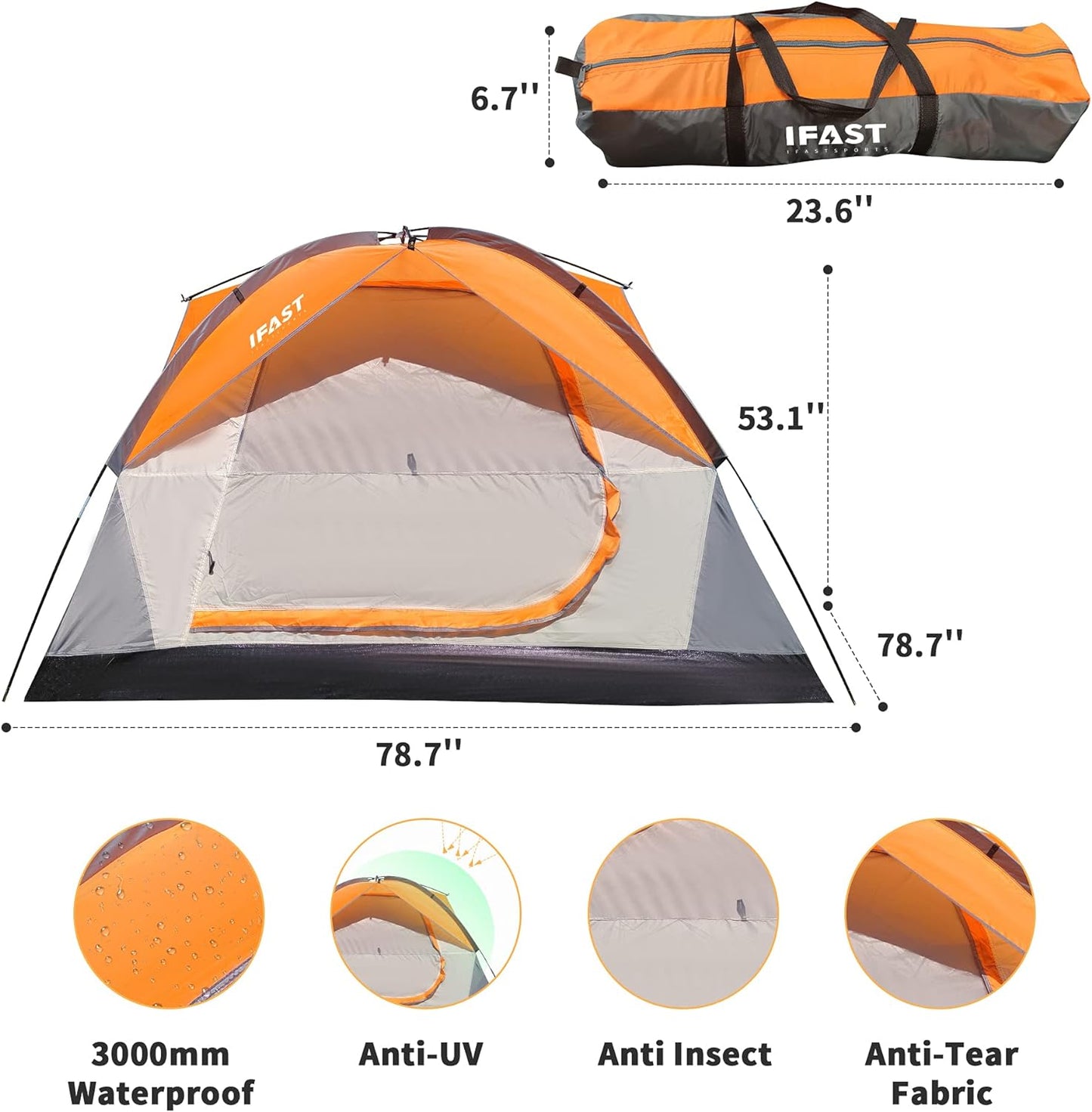 2-6 person Family Camping Tents Outdoor Double Layers Waterproof Windproof Portable Easy Set Up Camping Gear