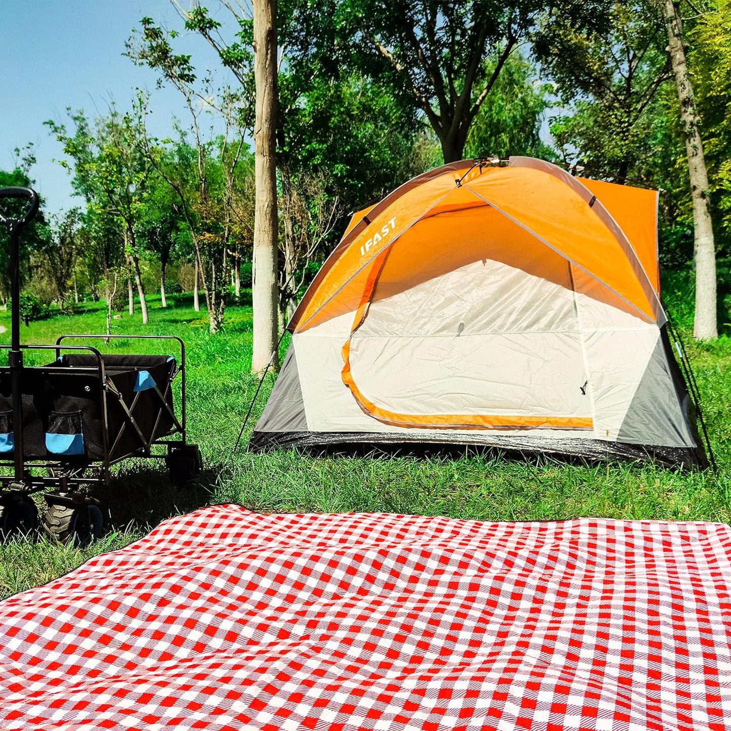 2-6 person Family Camping Tents Outdoor Double Layers Waterproof Windproof Portable Easy Set Up Camping Gear