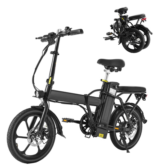 Foldable Adult Electric Bicycles 16inch Tire 500W Motor 42 V 10.4 AH Removable Battery Multi-Shock Absorption City Commuter e-bike