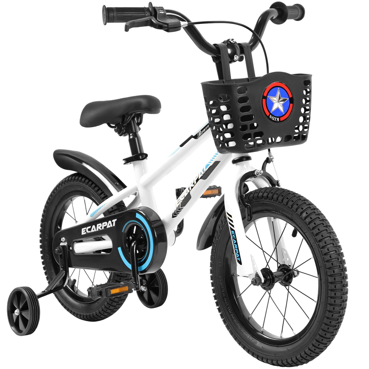 Kids Bike 16 inch for Boys & Girls with Training Wheels, Freestyle Kids' Bicycle with Bell,Basket and fender.