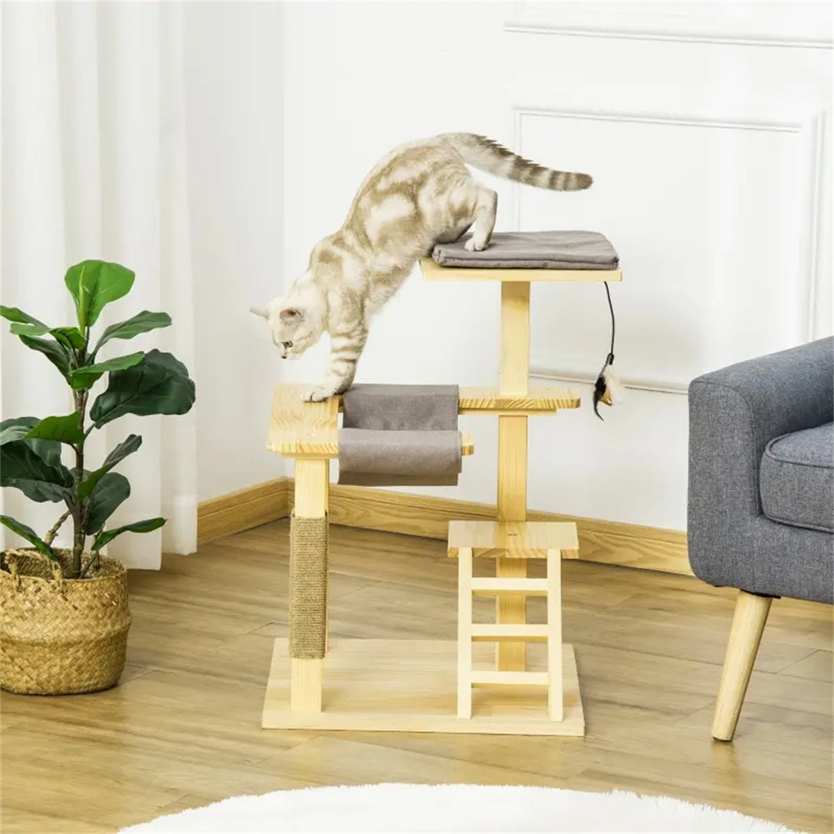 Cat Tower, Solid pine wood Cat Tree, Pet Furniture