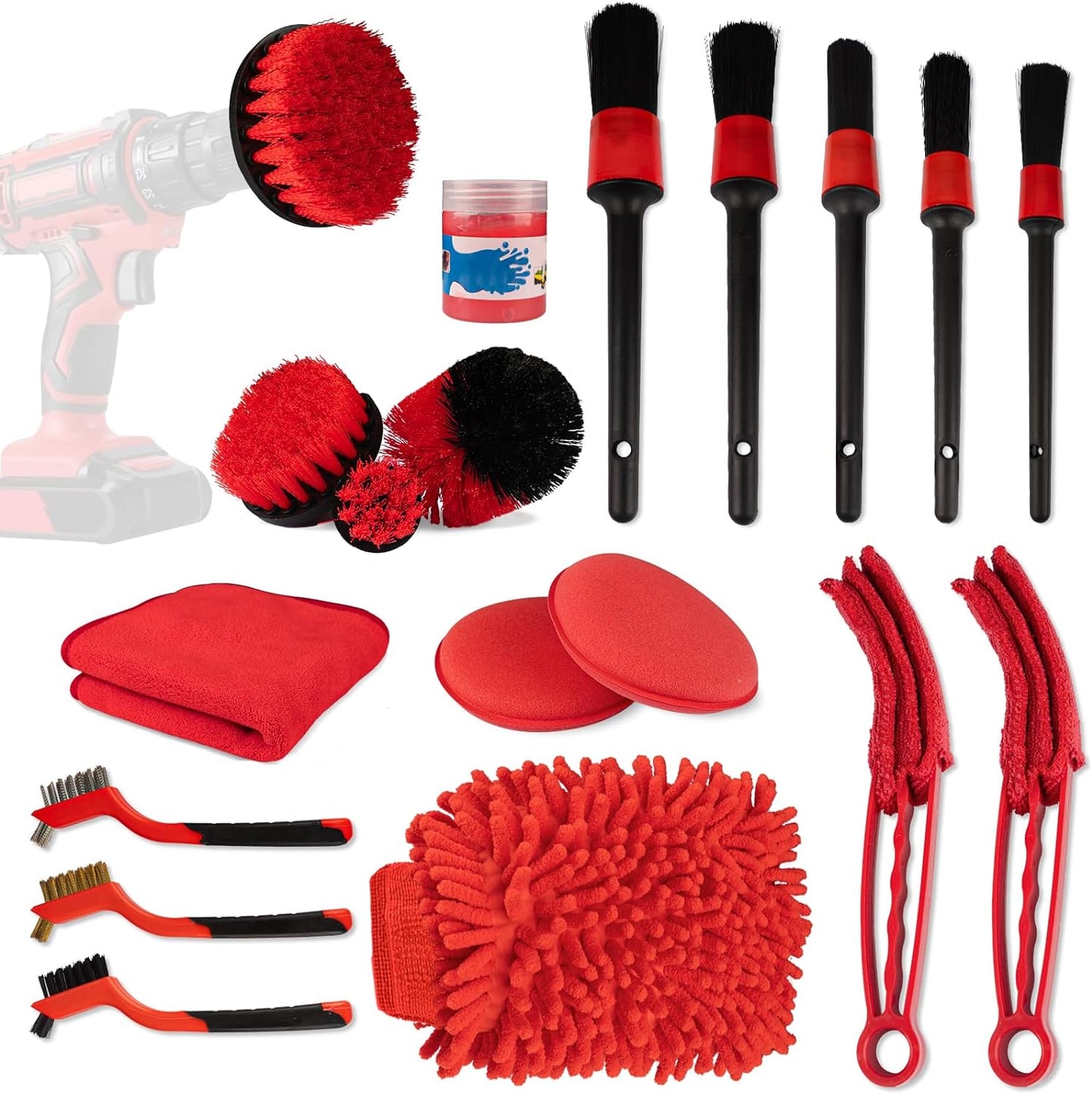 19Pcs Car Detailing Kit, Car Detailing Brush Set