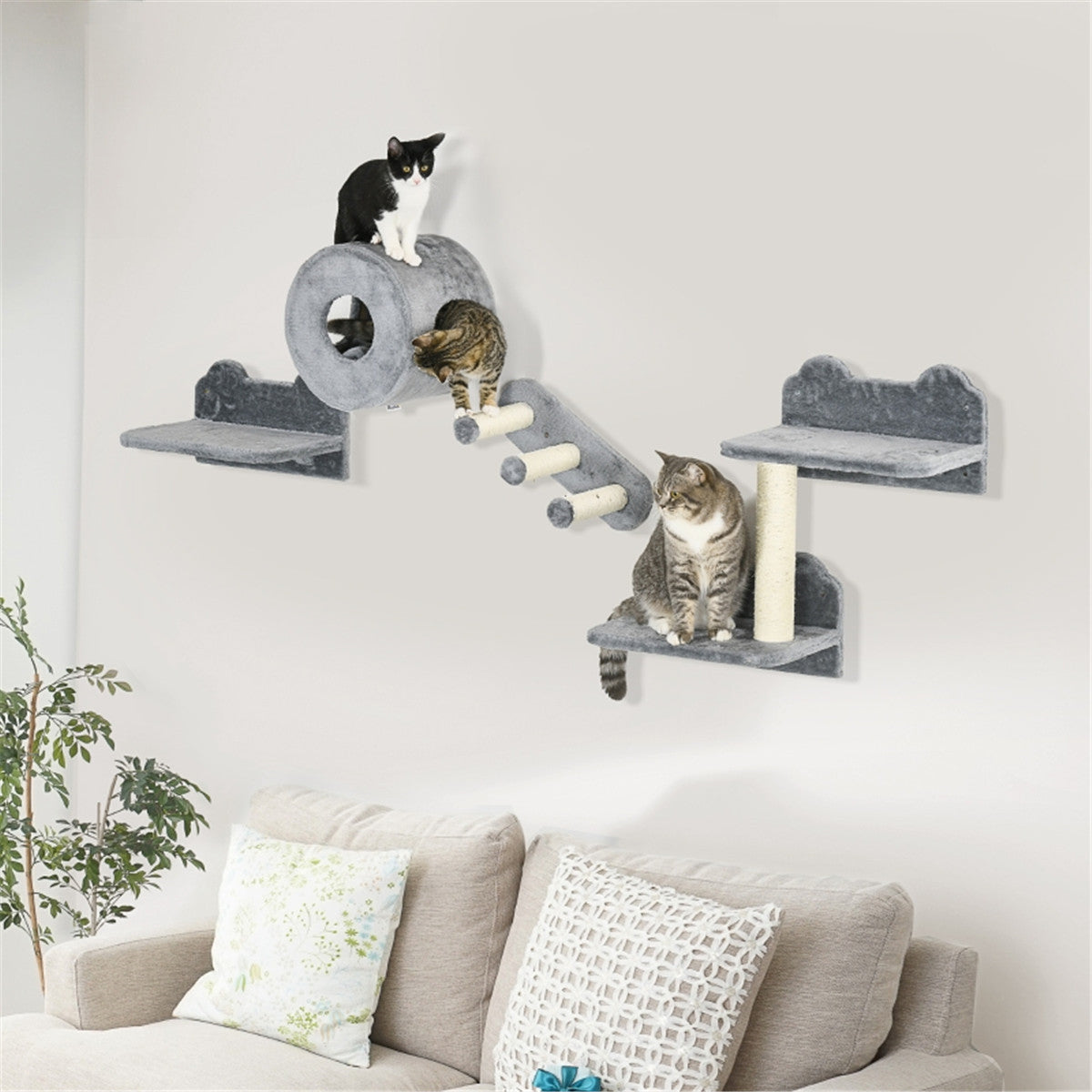 Four-piece Cat Shelf Set Wall mounted Cat Tree Cat Wall Shelves Climbing Tower