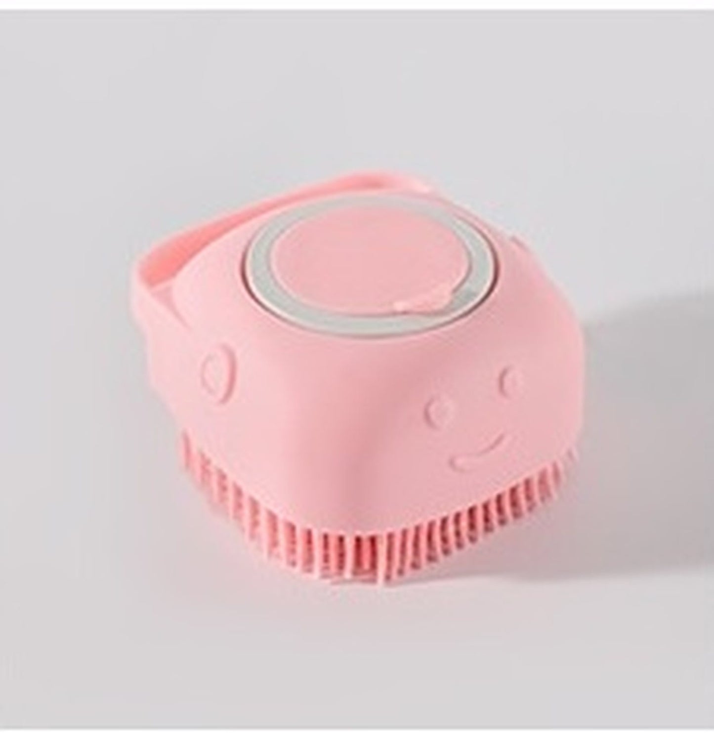 Soft Silicone Pet Grooming Bath Massage Brush with Soap and Shampoo Dispenser for Long Short Haired Dogs Cats Shower, pink