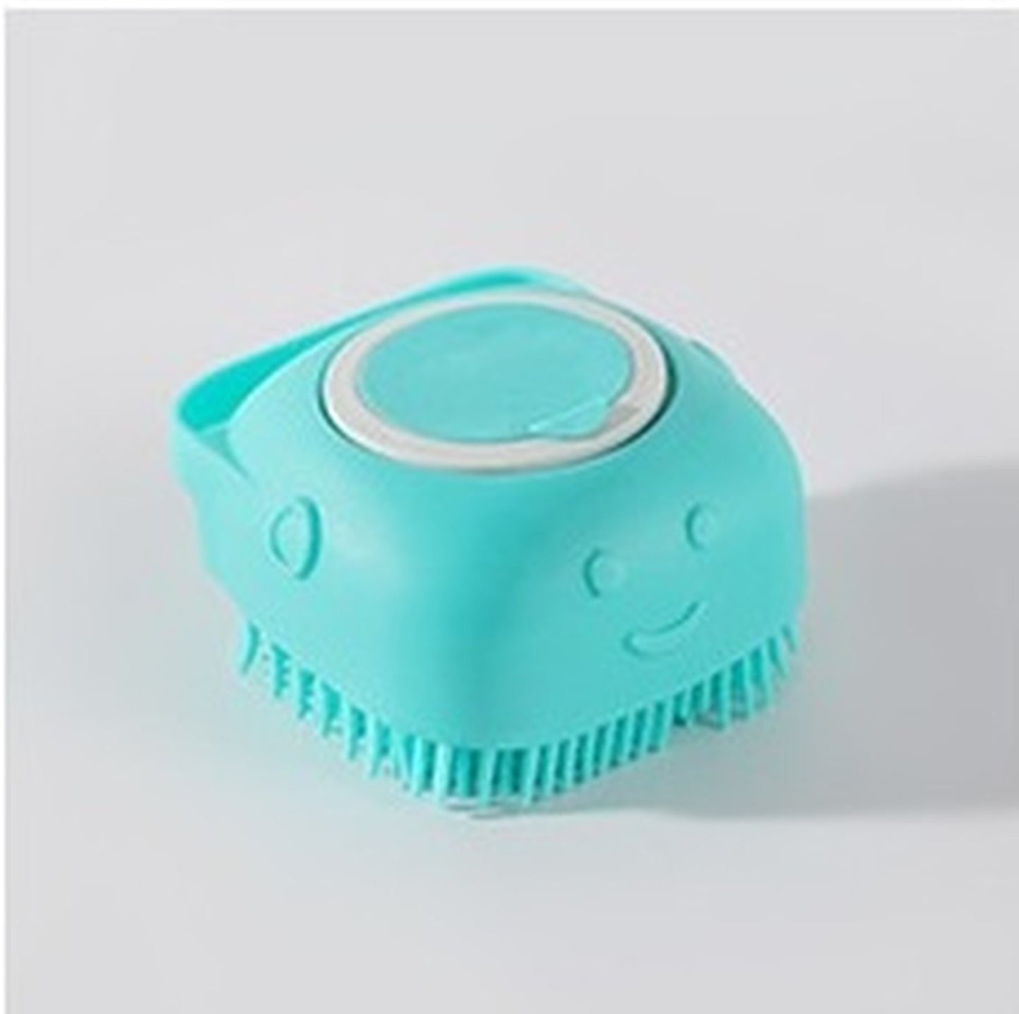 Soft Silicone Pet Grooming Bath Massage Brush with Soap and Shampoo Dispenser for Long Short Haired Dogs Cats Shower, Blue