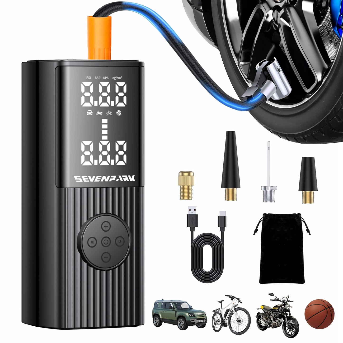 Tire Inflator Portable Air Compressor - 20000 mAh Rechargeable Air Pump -150 PSI Tire Inflation, Portable Air Inflator for Cars