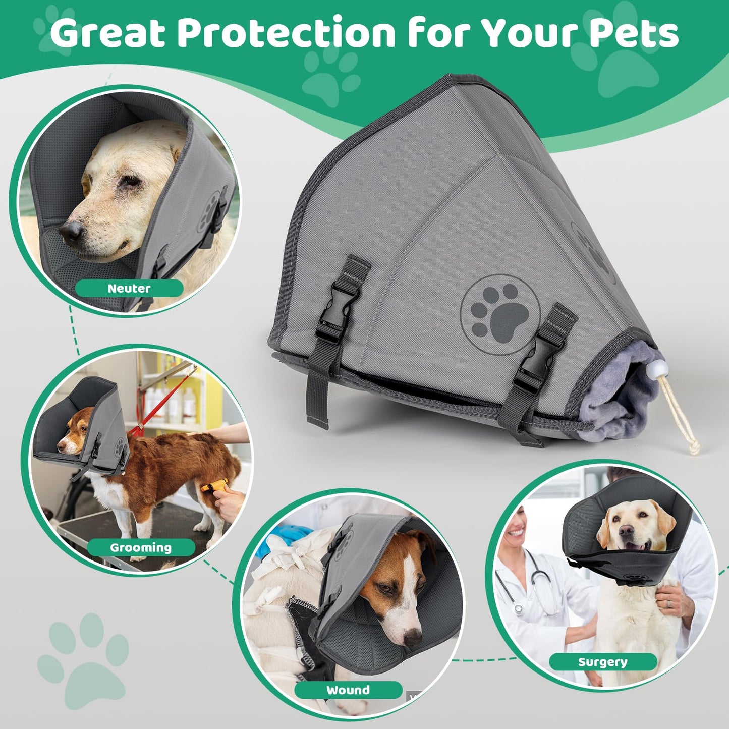 Breathable Dog Recovery Collar Soft Dog Cone Prevent Licking and Scratching Wounds after Surgery