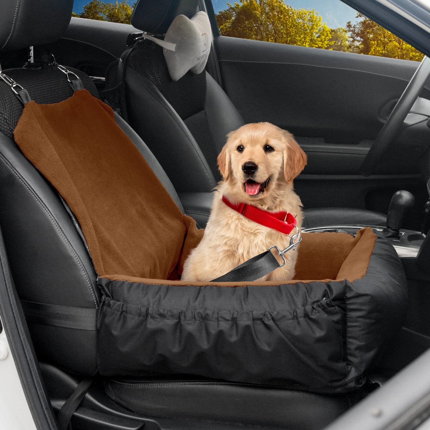 Dog Car Seat Removable Cleaning Pet Seat with Storage Bag and Safety Belt Suitable for Small and Medium Dogs