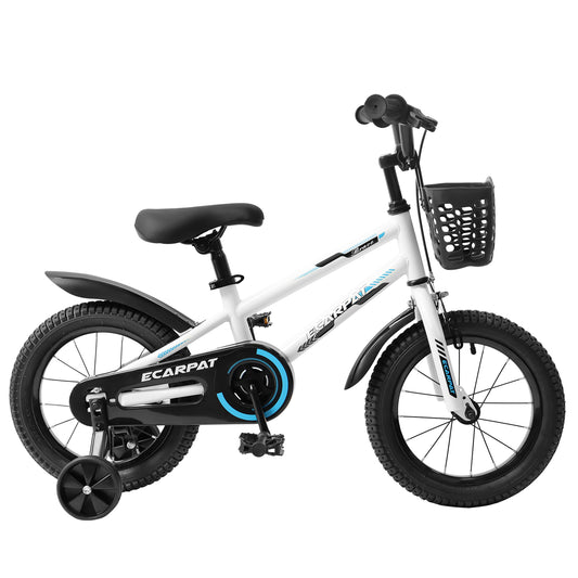 Kids Bike 16 inch for Boys & Girls with Training Wheels, Freestyle Kids' Bicycle with Bell,Basket and fender.