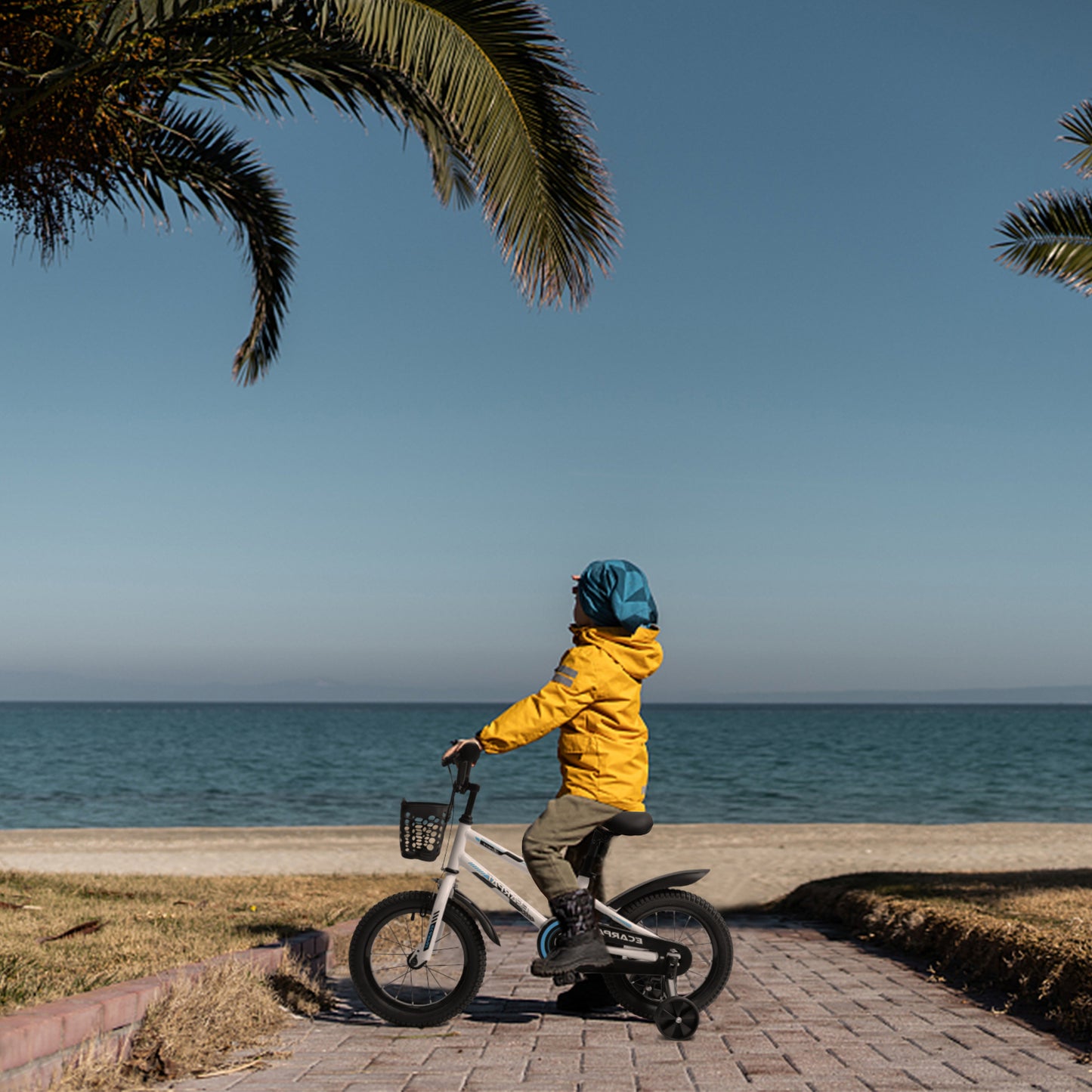 Kids Bike 16 inch for Boys & Girls with Training Wheels, Freestyle Kids' Bicycle with Bell,Basket and fender.