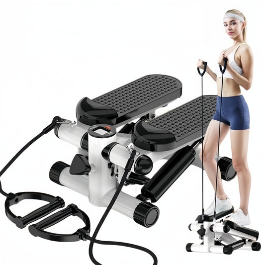 Mini Stepper with Resistance Band, Stair Stepping Fitness Exercise Home Workout Equipment with LCD Monitor