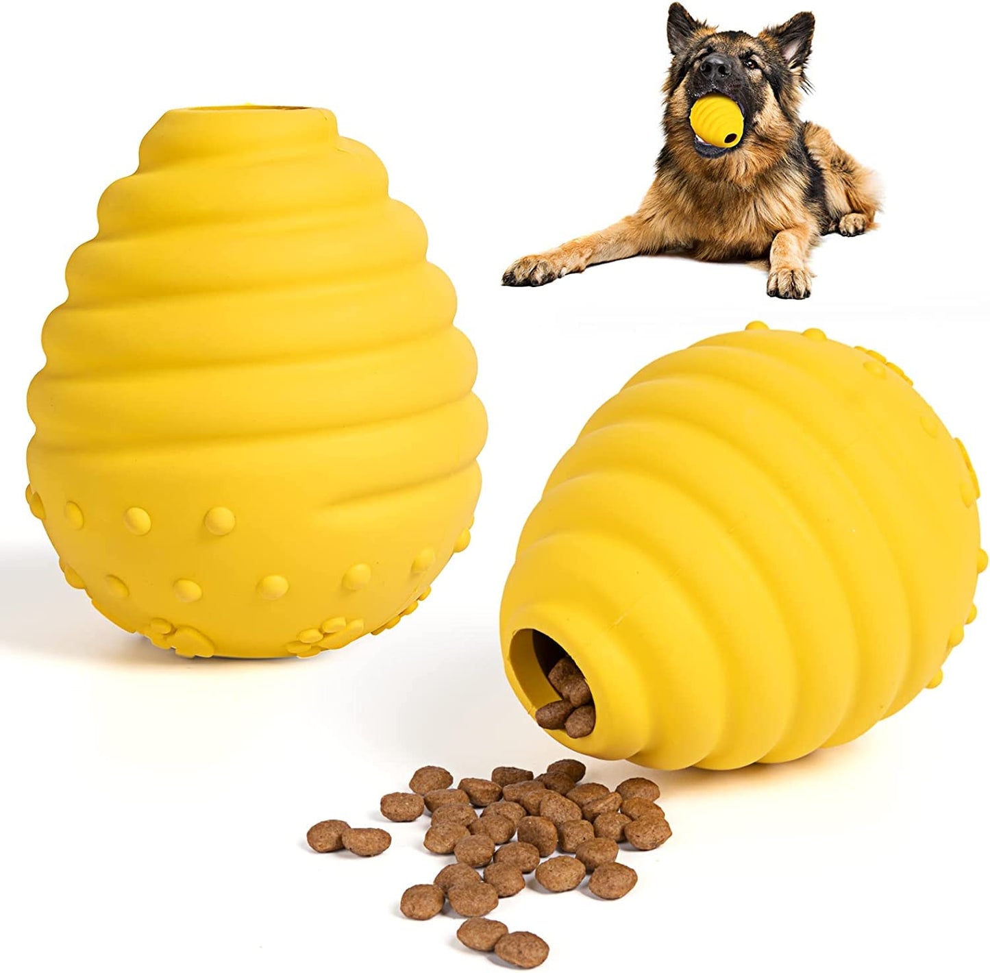 Dog Chew Toy Honeycomb Interactive Dog Educational Toy Natural Rubber Durable Puppy Dog Slow Feeding Toy(Yellow)