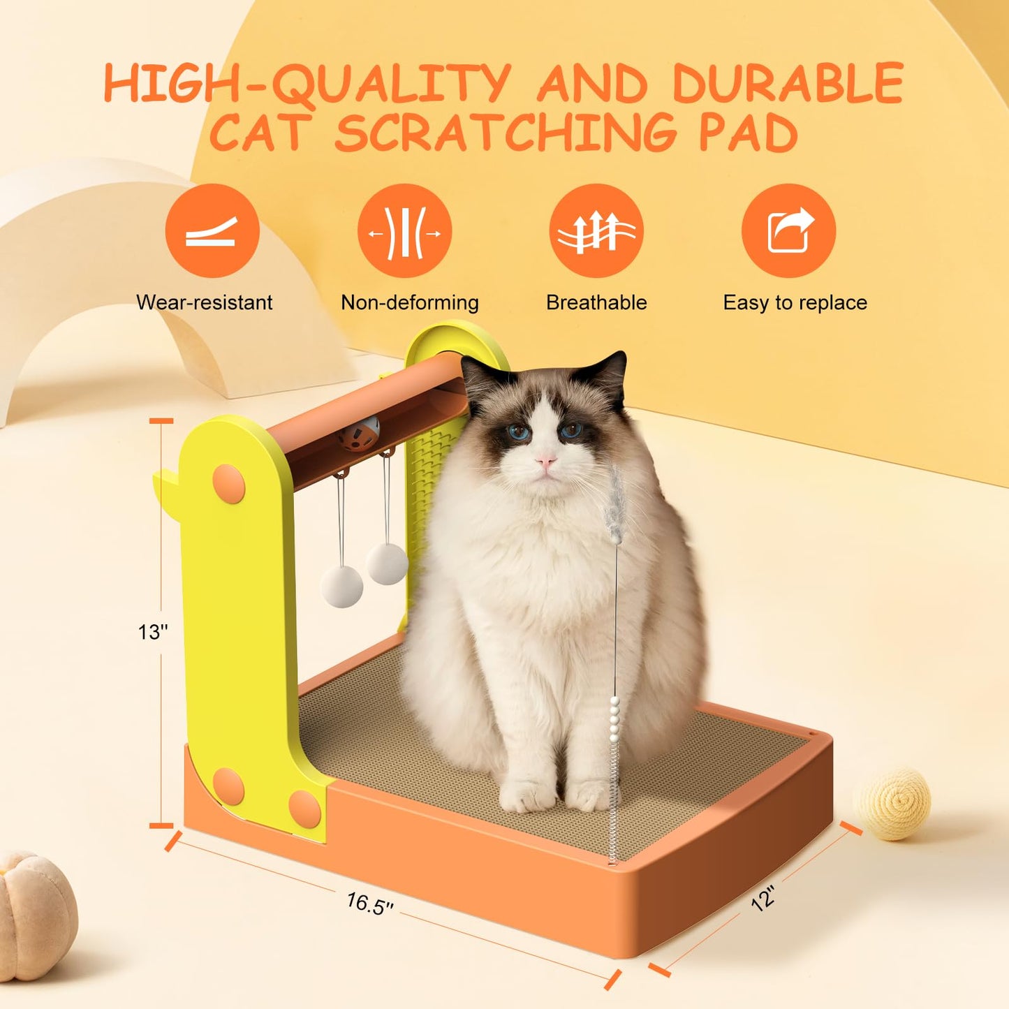 5-in-1 Cat Scratching Board Set Durable Cardboard Reversible Double-sided Design with Bell Interactive Cat Toy Indoor