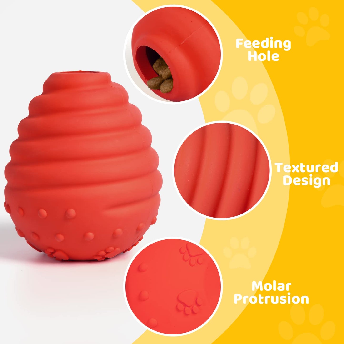 Dog Chew Toy Honeycomb Interactive Dog Educational Toy Natural Rubber Durable Puppy Dog Slow Feeding Toy(Red)