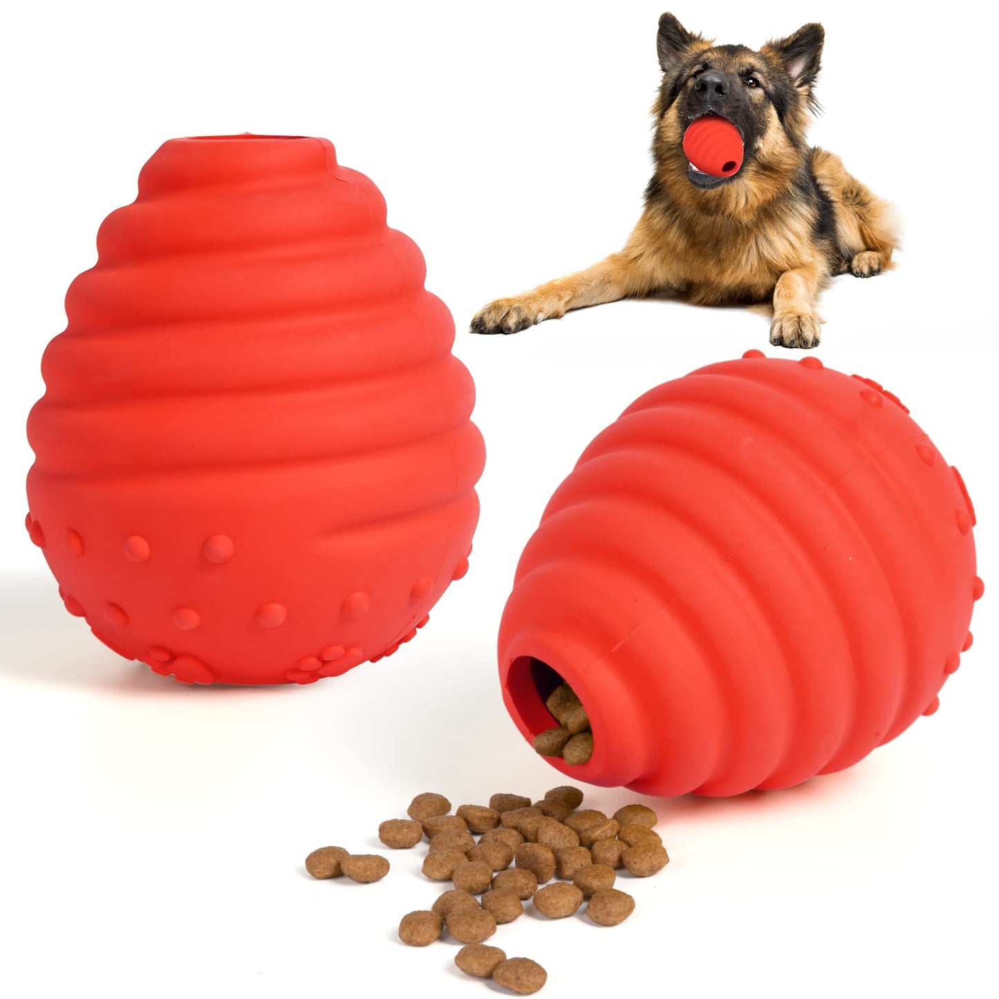 Dog Chew Toy Honeycomb Interactive Dog Educational Toy Natural Rubber Durable Puppy Dog Slow Feeding Toy(Red)