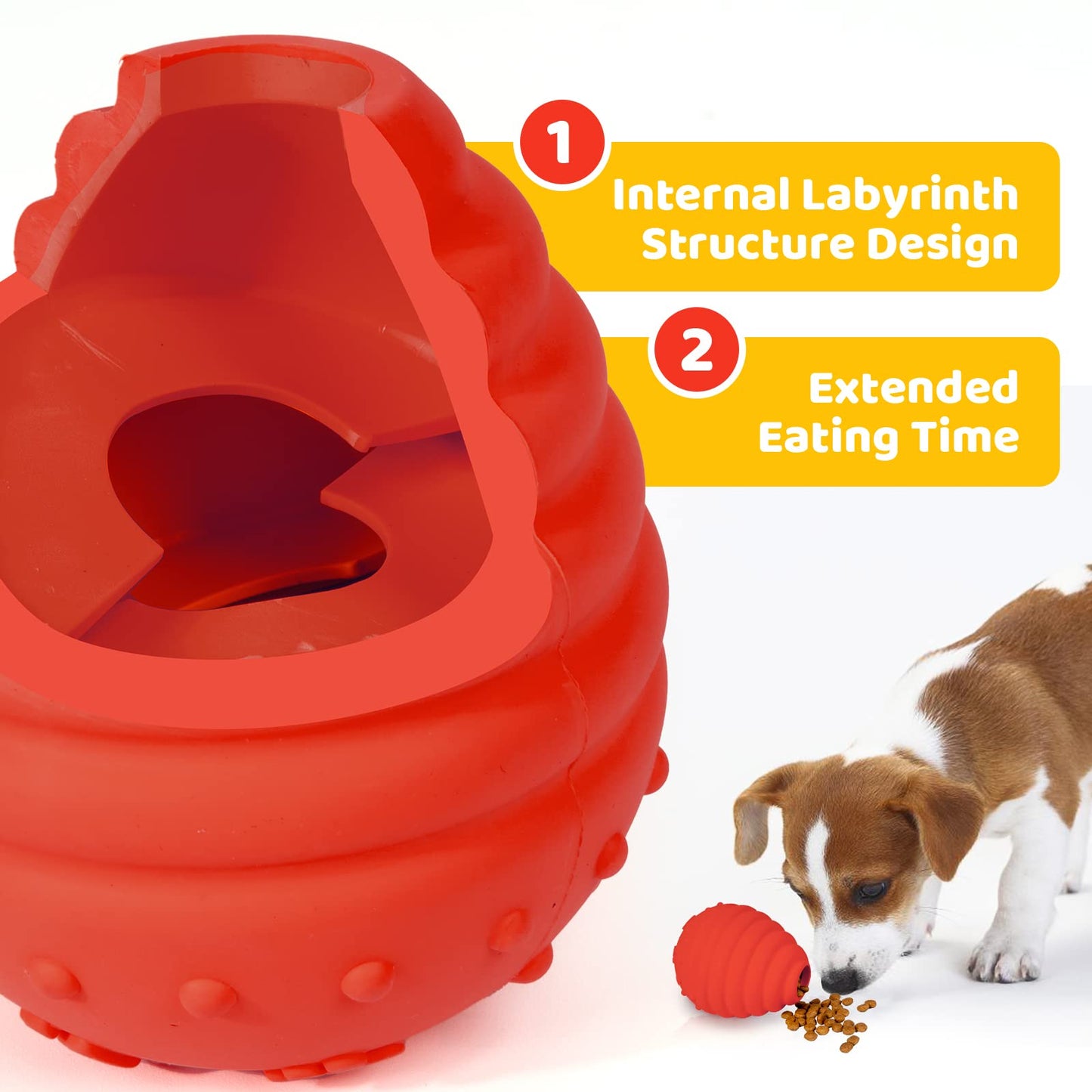 Dog Chew Toy Honeycomb Interactive Dog Educational Toy Natural Rubber Durable Puppy Dog Slow Feeding Toy(Red)