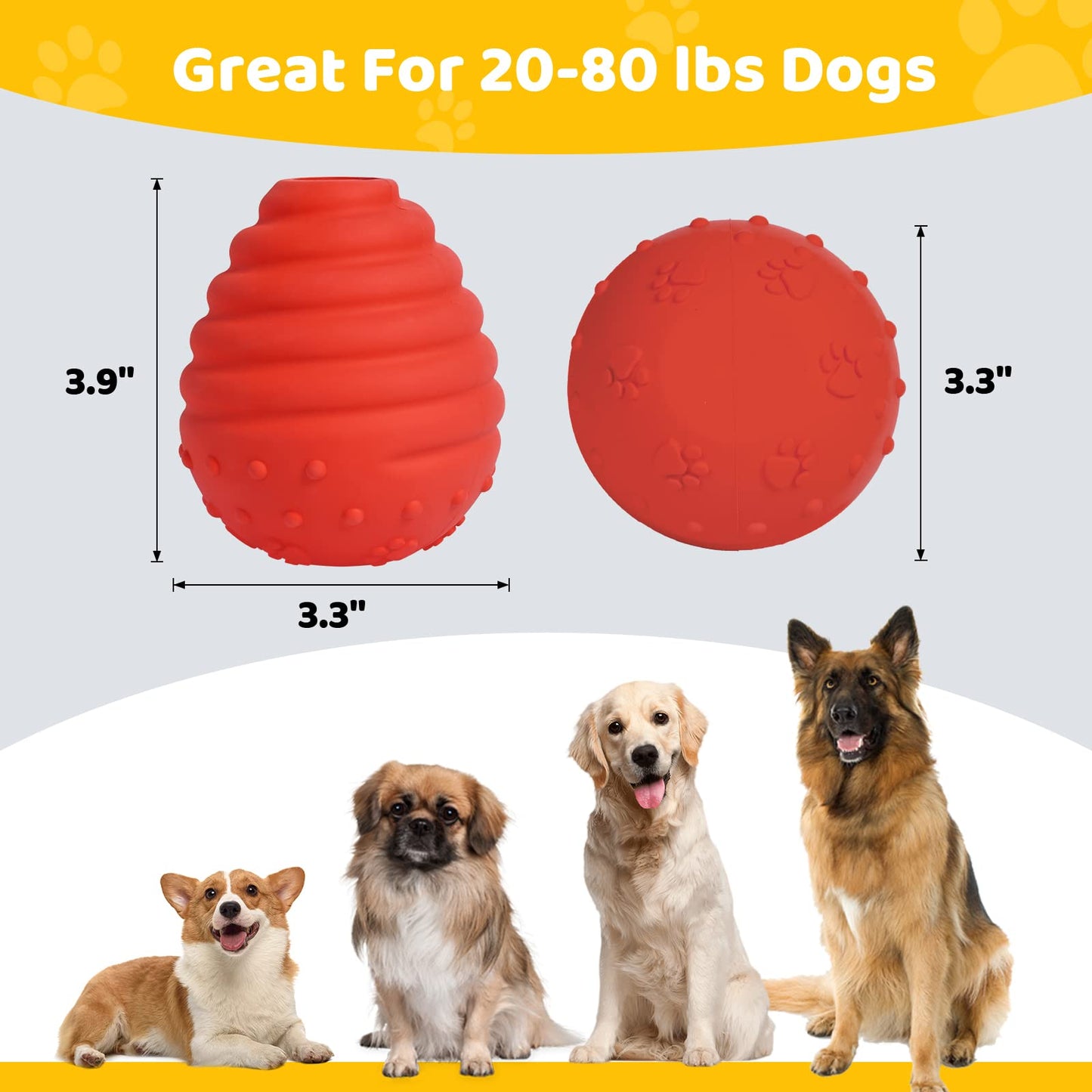 Dog Chew Toy Honeycomb Interactive Dog Educational Toy Natural Rubber Durable Puppy Dog Slow Feeding Toy(Red)