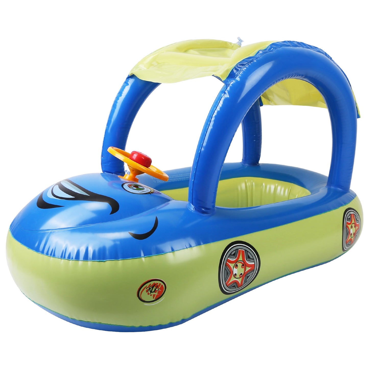 Inflatable Pool Float Car Shaped Toddler Swimming Float Boat Pool Toy for 1-3 Year-Old Kids Infant Toddlers