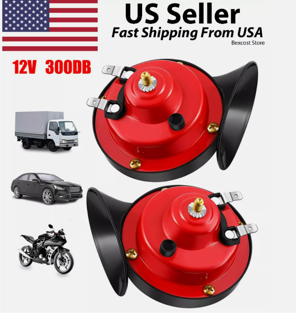 2PC 12V 300DB Super Loud Train Air Horn Waterproof for Motorcycle Car Truck SUV Boat