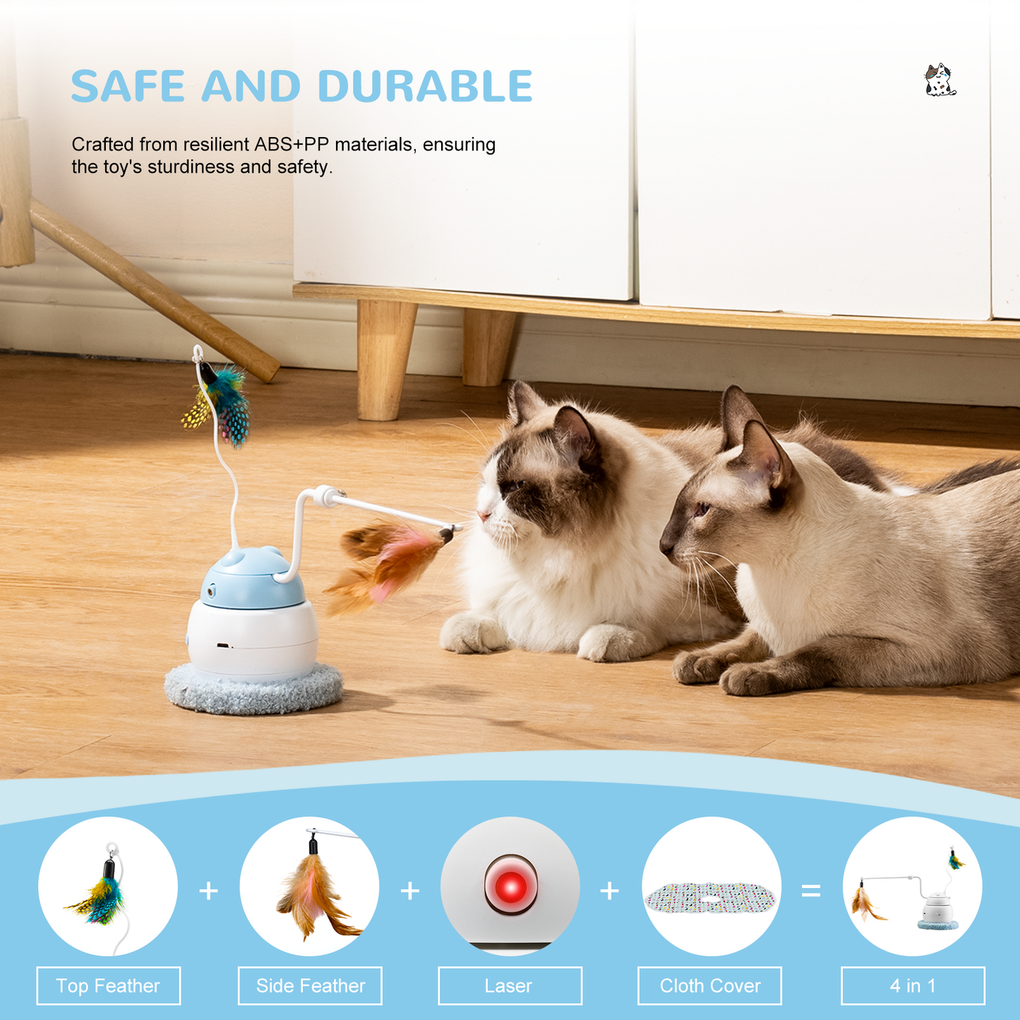 Automatic Interactive Cat Toy 4 in 1 Rechargeable Cat Laser Toy Automatic Exercise and Relieve Boredom Toy