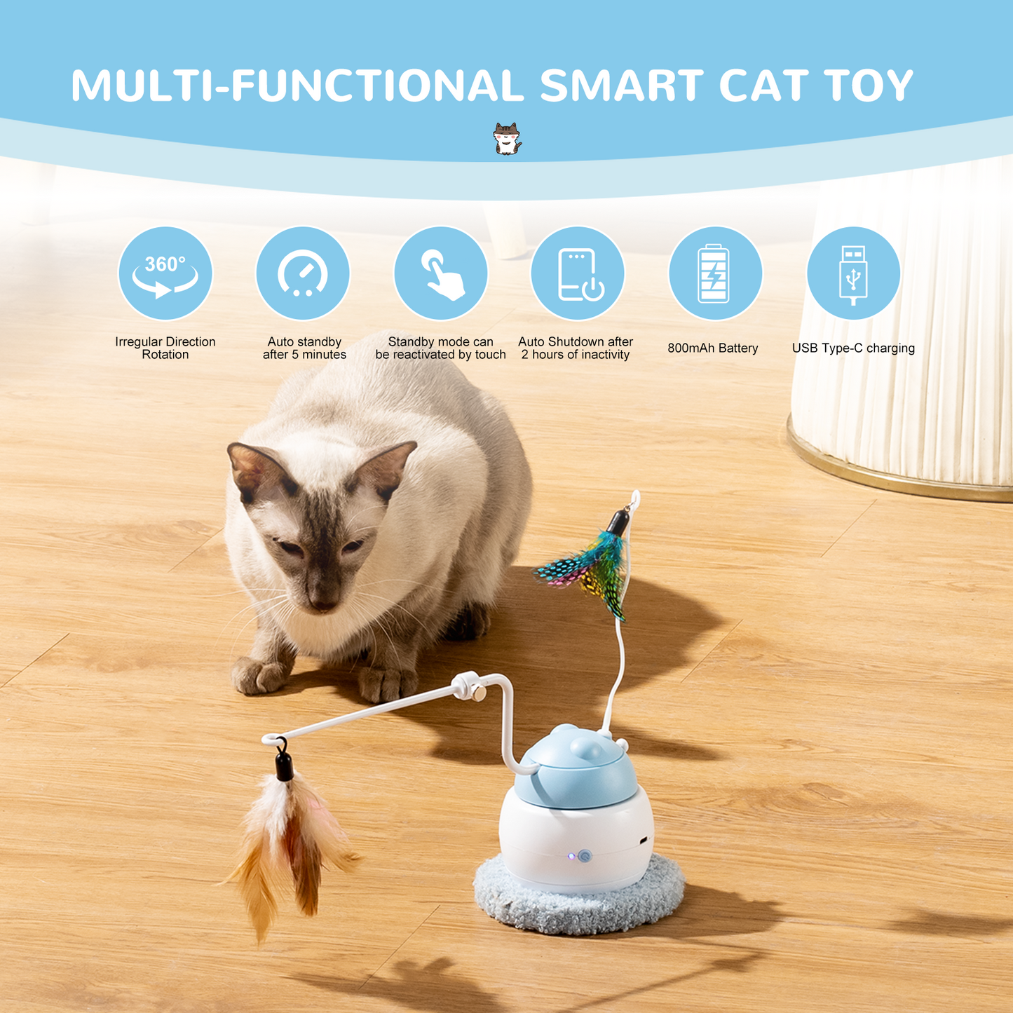 Automatic Interactive Cat Toy 4 in 1 Rechargeable Cat Laser Toy Automatic Exercise and Relieve Boredom Toy