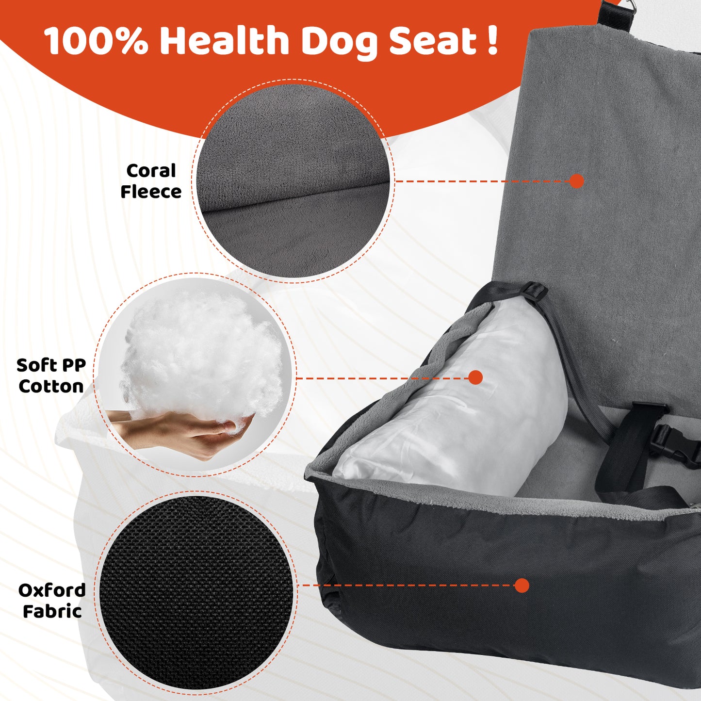 Dog Car Seat Removable Cleaning Coral Fleece Pet Seat Suitable for Small and Medium Dogs(Grey)