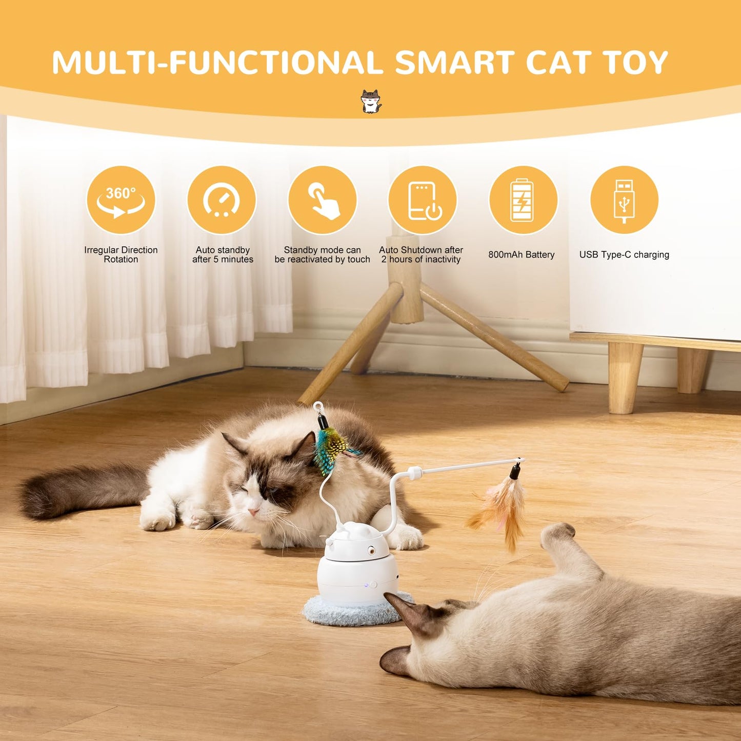 Automatic Interactive Cat Toy 4 in 1 Rechargeable Cat Laser Toy for Automatic Exercise and Relieve Boredom Toy