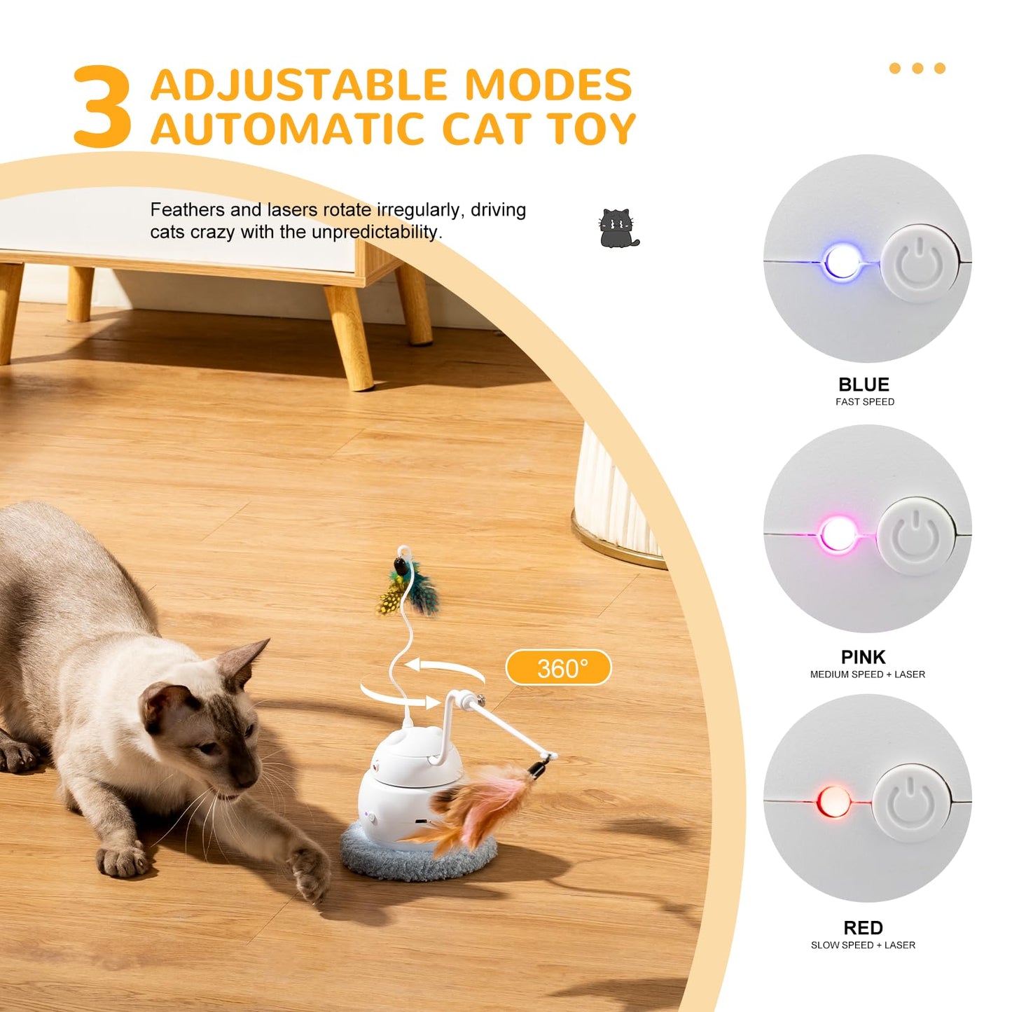 Automatic Interactive Cat Toy 4 in 1 Rechargeable Cat Laser Toy for Automatic Exercise and Relieve Boredom Toy