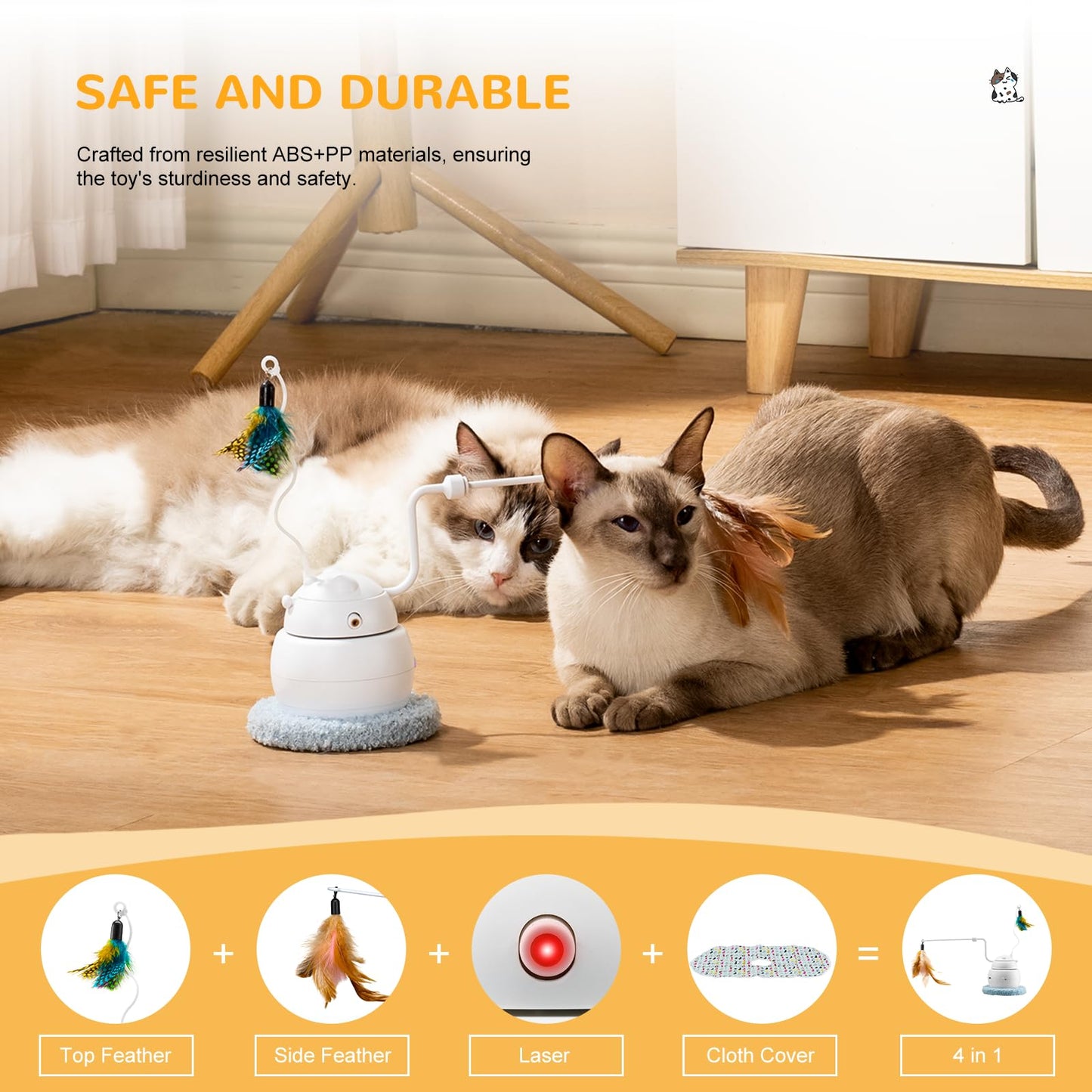 Automatic Interactive Cat Toy 4 in 1 Rechargeable Cat Laser Toy for Automatic Exercise and Relieve Boredom Toy