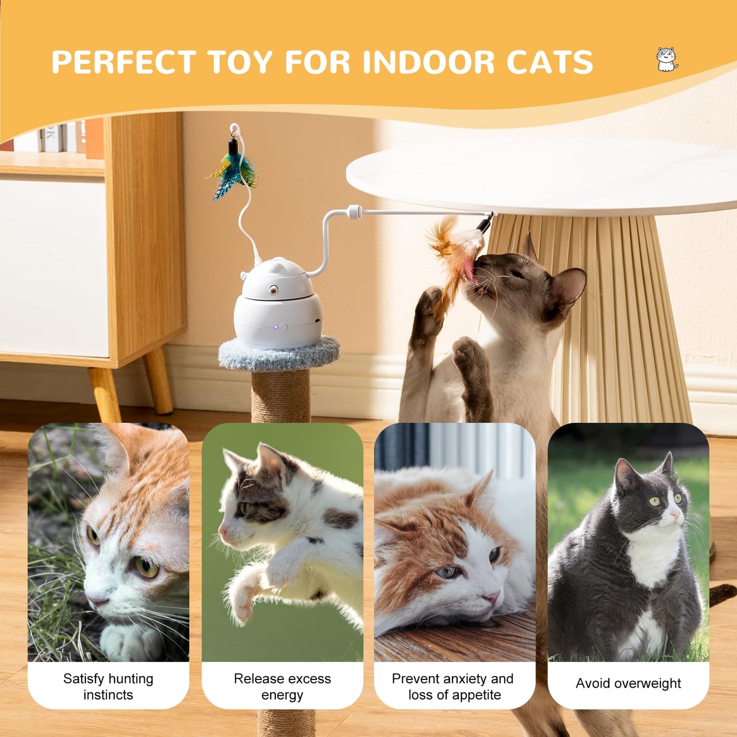 Automatic Interactive Cat Toy 4 in 1 Rechargeable Cat Laser Toy for Automatic Exercise and Relieve Boredom Toy