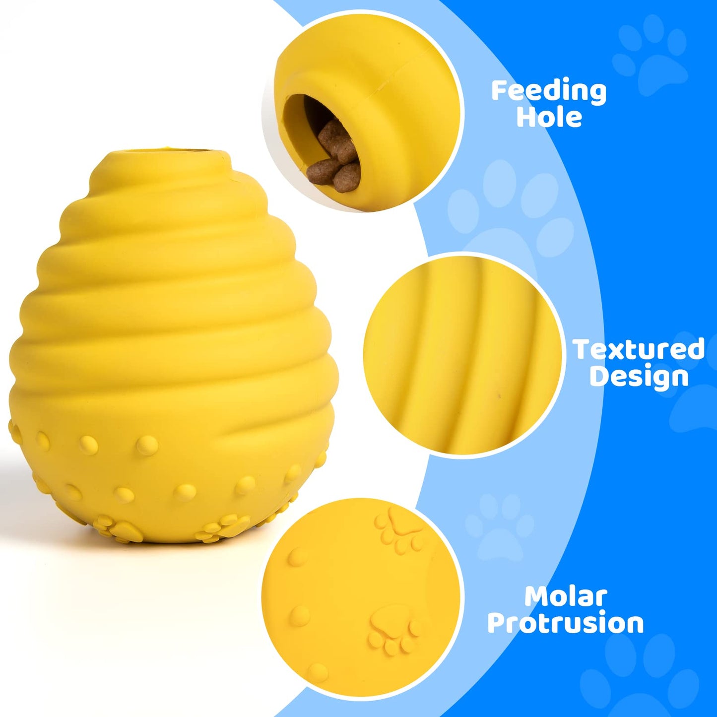 Dog Chew Toy Honeycomb Interactive Dog Educational Toy Natural Rubber Durable Puppy Dog Slow Feeding Toy(Yellow)