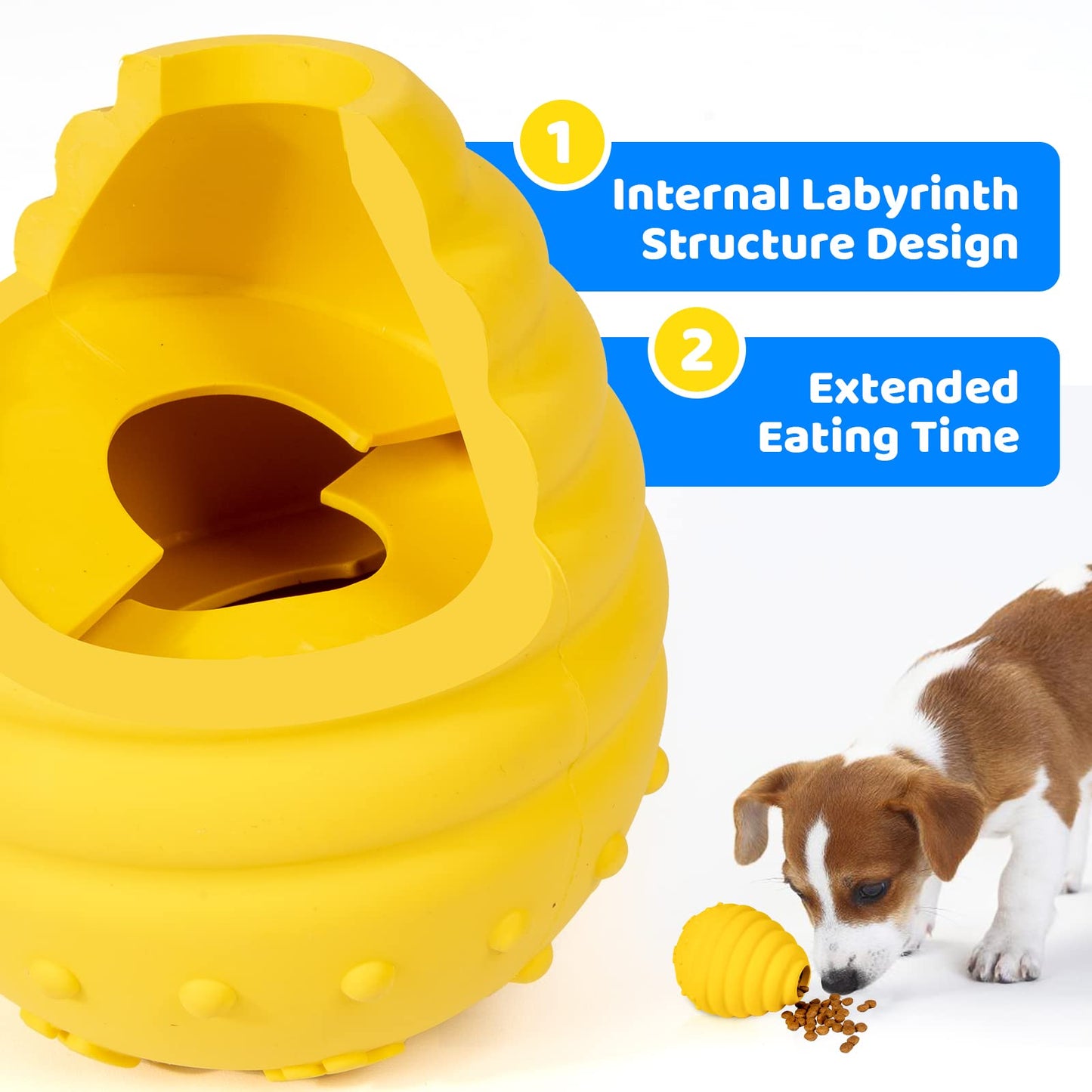 Dog Chew Toy Honeycomb Interactive Dog Educational Toy Natural Rubber Durable Puppy Dog Slow Feeding Toy(Yellow)