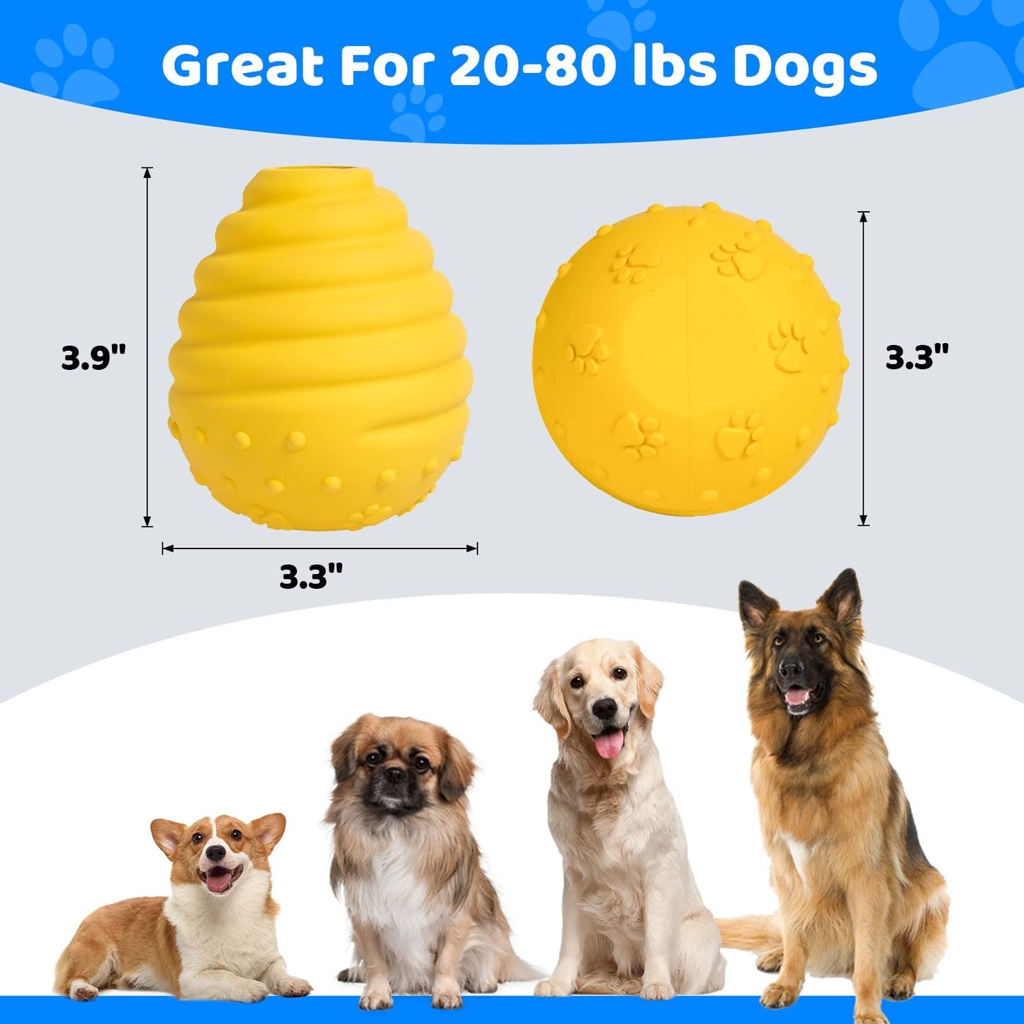 Dog Chew Toy Honeycomb Interactive Dog Educational Toy Natural Rubber Durable Puppy Dog Slow Feeding Toy(Yellow)