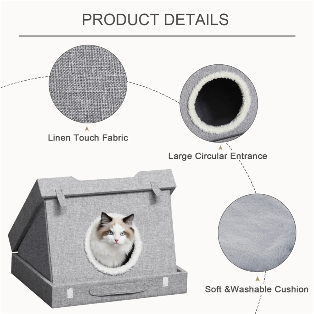 Two in one Cat House Cat Bed Grey