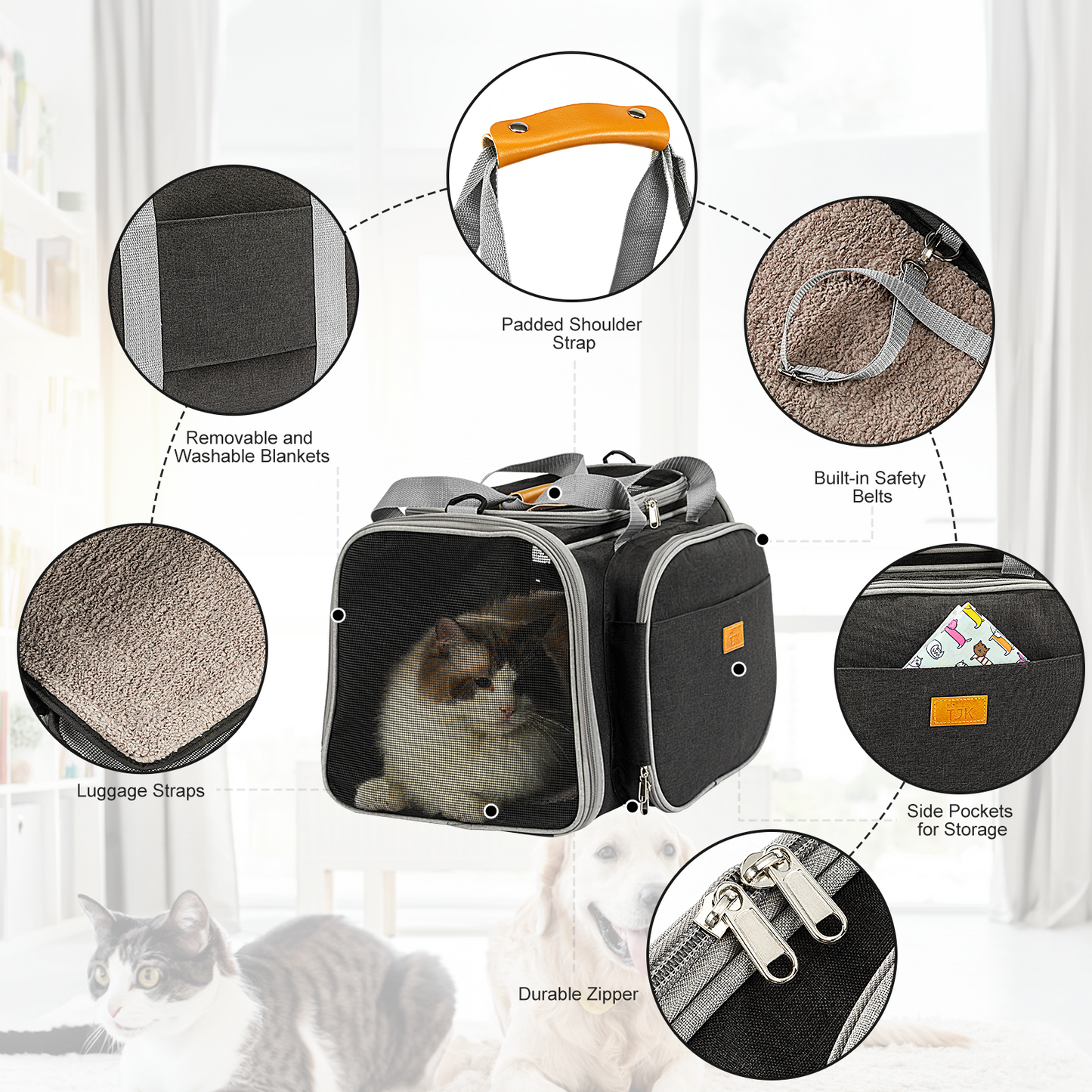 Cat Carrier Detachable Pet Carrier Airline Approved Foldable Expandable Travel Pet Bag Indoor and Outdoor Pet Mobile Tent