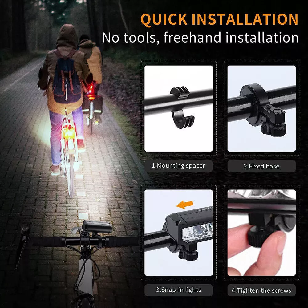 Bicycle Front Headlight Waterproof Super Bright LED Bike Light USB Rechargeable