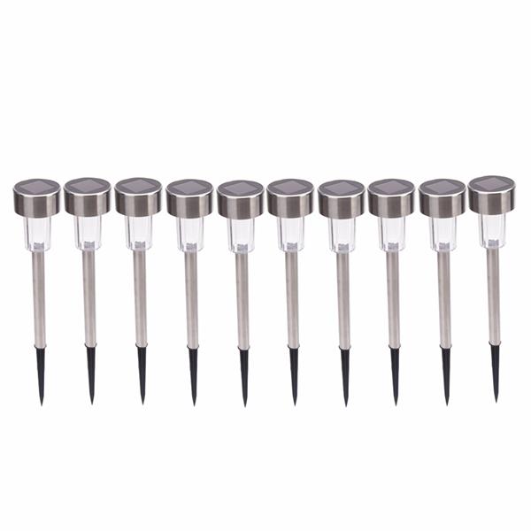 10pcs 5W High Brightness Solar Power LED Lawn Lamps with Lampshades White & Silver